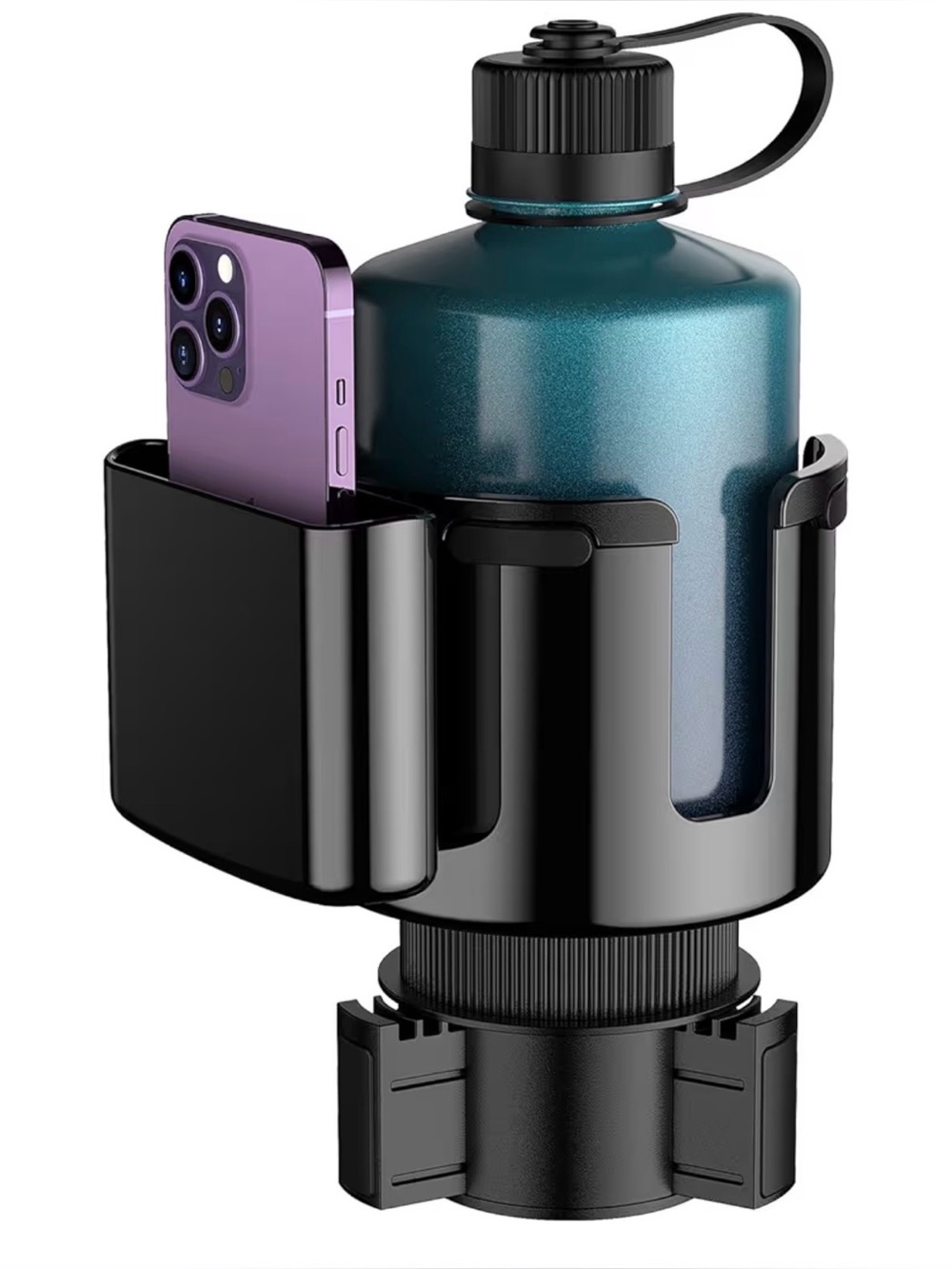 ODBOWUGE Universal Car Cup Holder Bottle & Phone Mount - Black